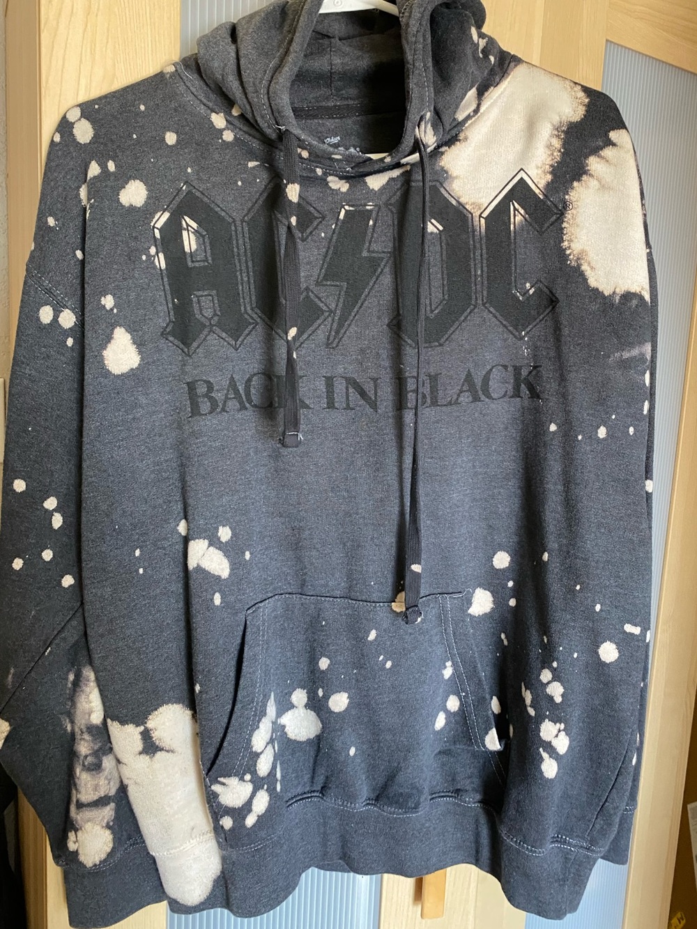 AC/DC Black Bleach-Splatter "Back In Black" Hoodie